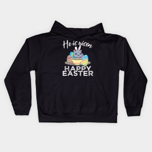 Cute Cat Bunny Ears Easter Egg Hunt Risen Bible Kids Hoodie